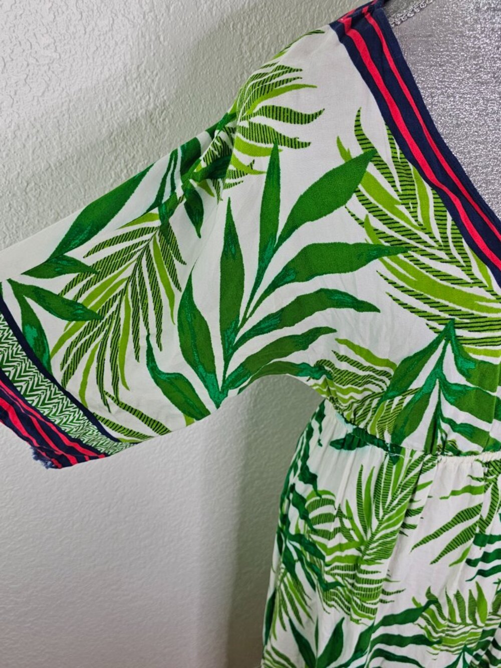 Flying Tomato Tropical Leaf Print Kimono Style Maxi Dress - Picture 5 of 7